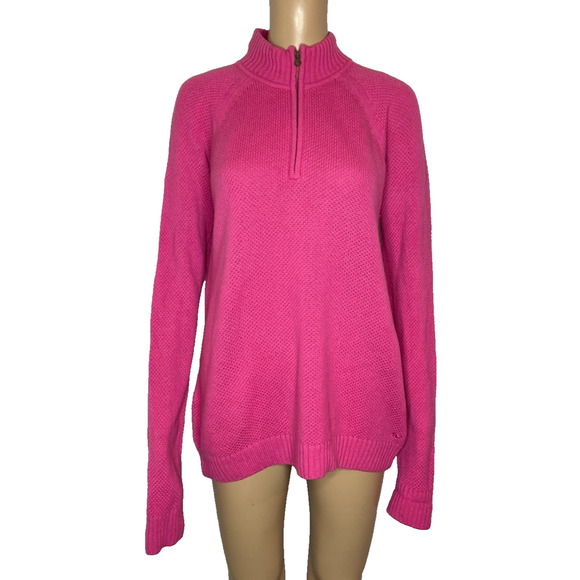 Vineyard Vines Sweaters - Women's Large Vineyard Vines Pink Knit Wool/Cashmere Blend Quarter Zip Sweater